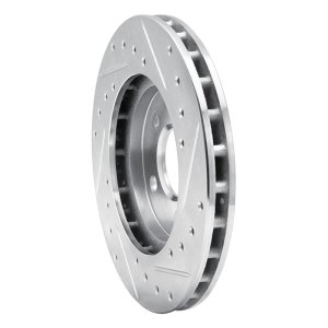 Chrysler Town & Country Brake Rotor (1) - Front Left - R1 Concepts - Drilled & Slotted - Silver - `96-`00